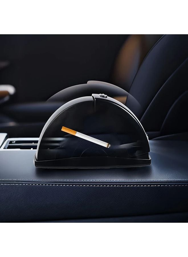 Black Car Ashtray With Lid Anti Spill Cup Holder Fit Easy Clean Vintage Metal - Image 5